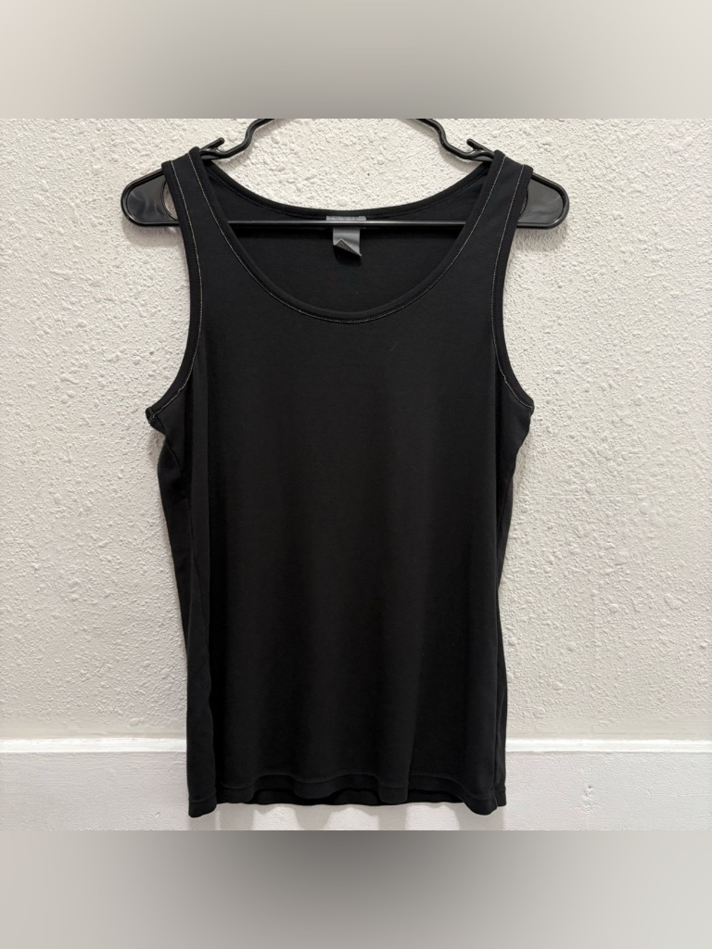 Ann Taylor Beaded Trim Black Tank Top Size Large
